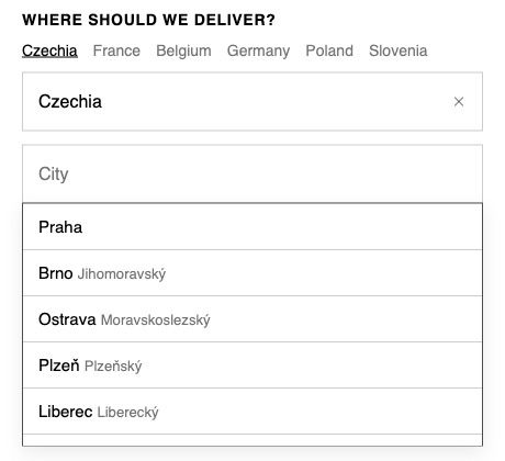 Where should we deliver widget with country quick buttons and a city list.